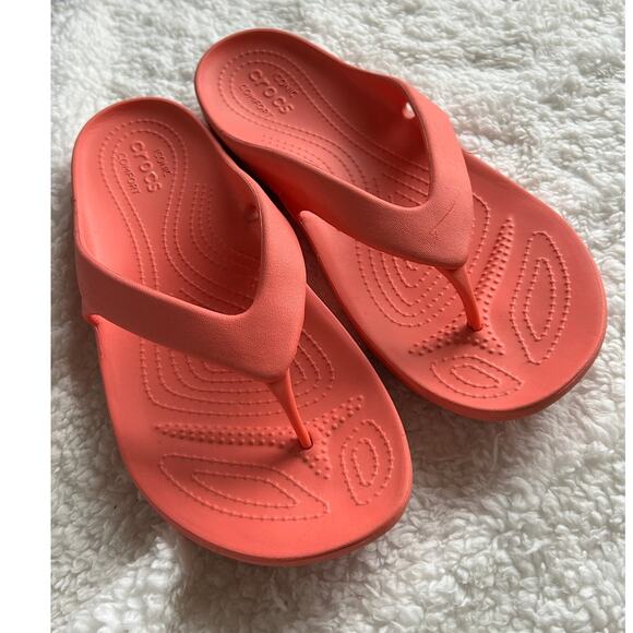 Crocs Flip Flops Kadee Coral Orange Slip On Sandals Beach Pool Women's 10 - Picture 7 of 7